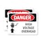 Signmission High Voltage Overhead Danger Sign, Plastic, 10in W x 7in L, 2PK OS-2PACK-DS-P-710-L-1334 - alternate 1